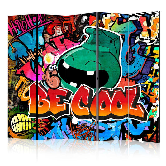 Colorful graffiti-style paravent "Be Cool II" with cartoon design, ideal for room partitioning and decoration.
