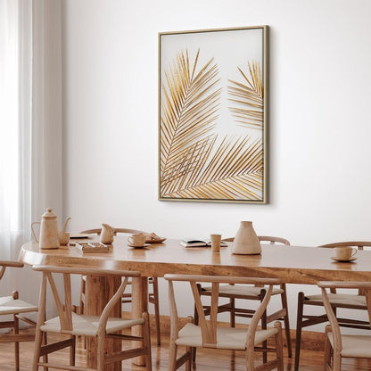 Leinwandbild - Golden Palm Leaves (1 Part) Vertical