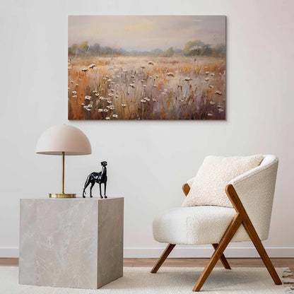 Leinwandbild - Impressionist meadow – field landscape in a pastel colour palette