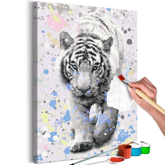 Wandbild zum Ausmalen - Der weiße Tiger