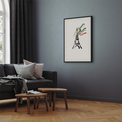 Leinwandbild - Eiffel Tower and Colorful Ribbons