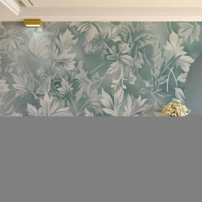 Fototapete - Ornaments in Worn Muted Turquoises: Delicate Plant Pattern