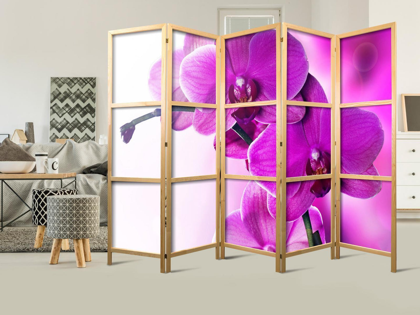 Japanischer Paravent - Violet Orchids II Artgeist