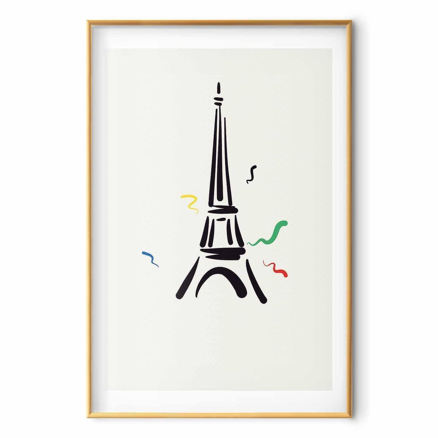 Poster - Black Illustration of the Eiffel Tower on a Light Background