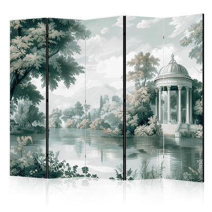 Paravent - View of the Park and Lake - Retro Vintage Landscape in Greens Artgeist