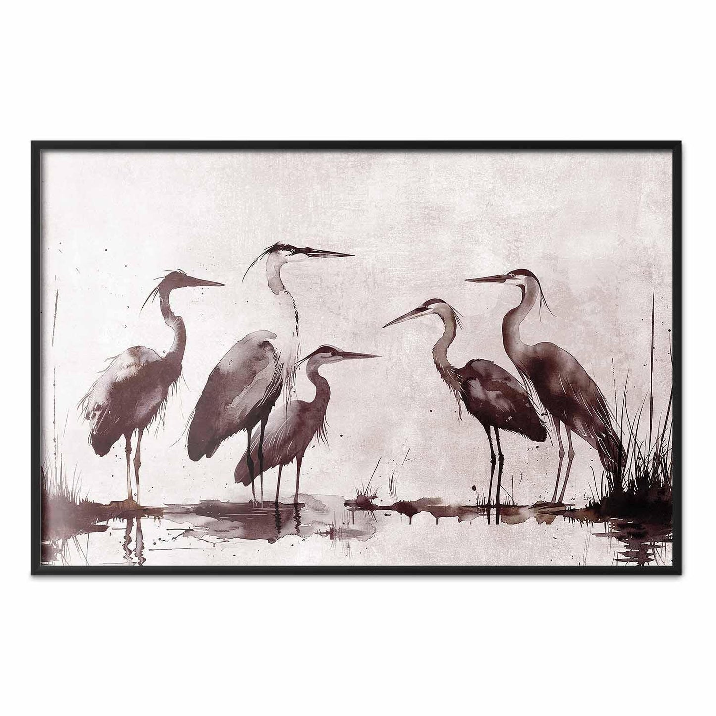 Poster - Herons Painted in Ink