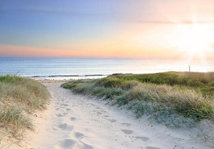 Fototapete Morgen am Strand – Sanfter Spaziergang in beruhigender Küstenatmosphäre