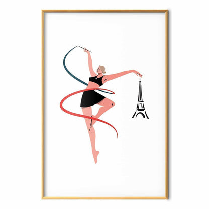 Poster - Illustration of a Woman with a Ribbon - Artistic Gymnastics