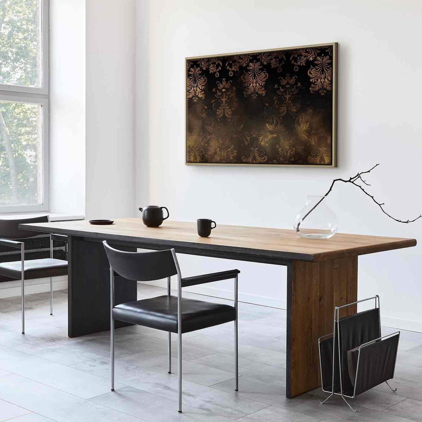 Leinwandbild - Baroque Ornaments in Patinated Gold and Browns: Retro Motif Artgeist