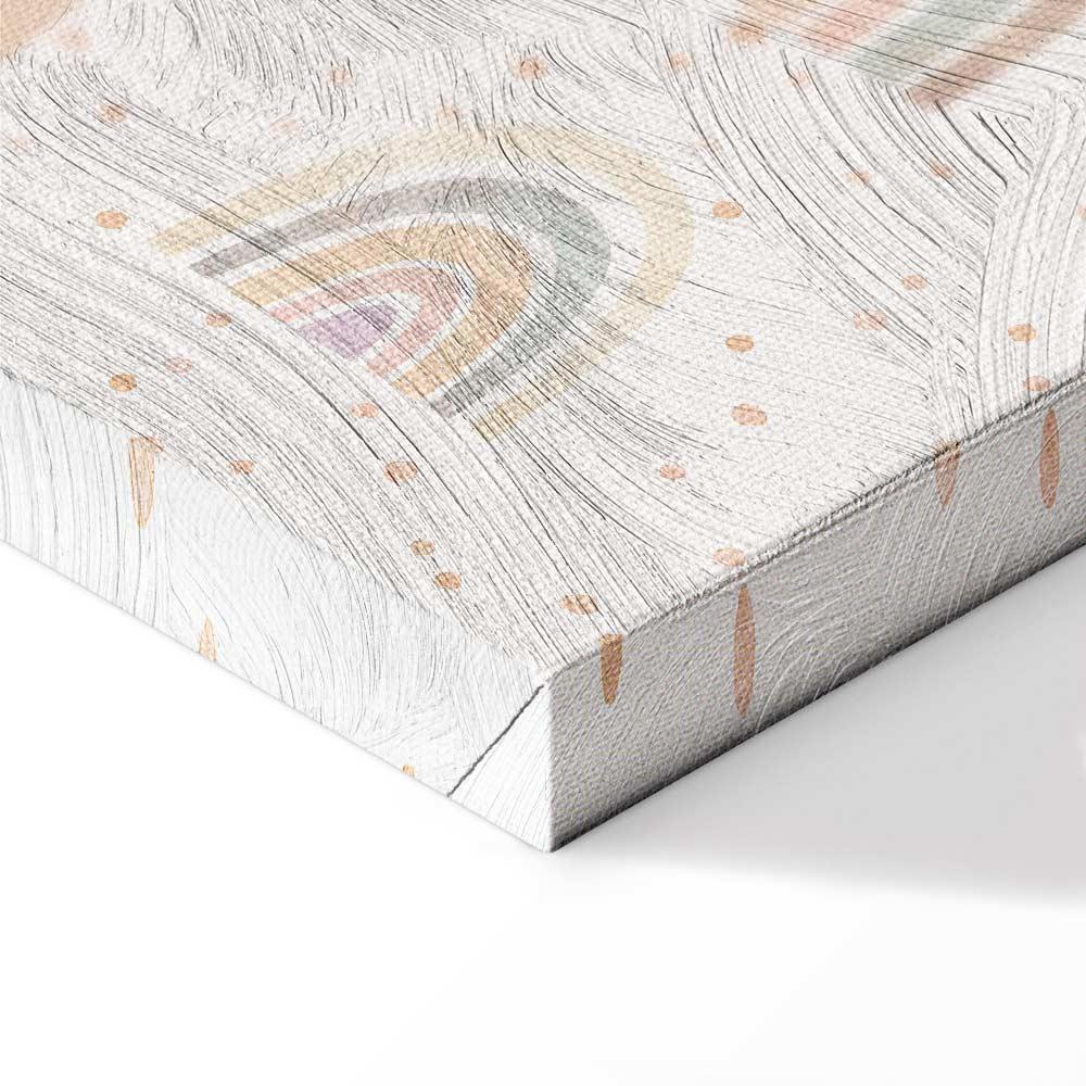 Leinwandbild - Spring - Pastel Rainbows with Hearts on a Rainy Day