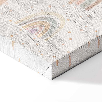 Leinwandbild - Spring - Pastel Rainbows with Hearts on a Rainy Day