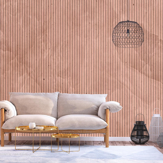 Fototapete - Pink reed - solid background with textured vertical stripes with pattern Artgeist