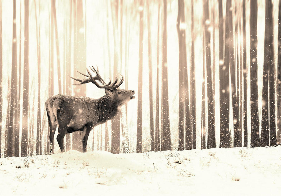 Fototapete - Deer in the Snow (Sepia) Artgeist