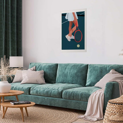 Poster - Tennis Player with a Red Racket on the Court - Illustration