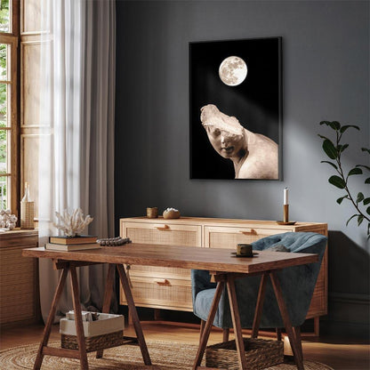 Leinwandbild - Moon and Statue (1 Part) Vertical