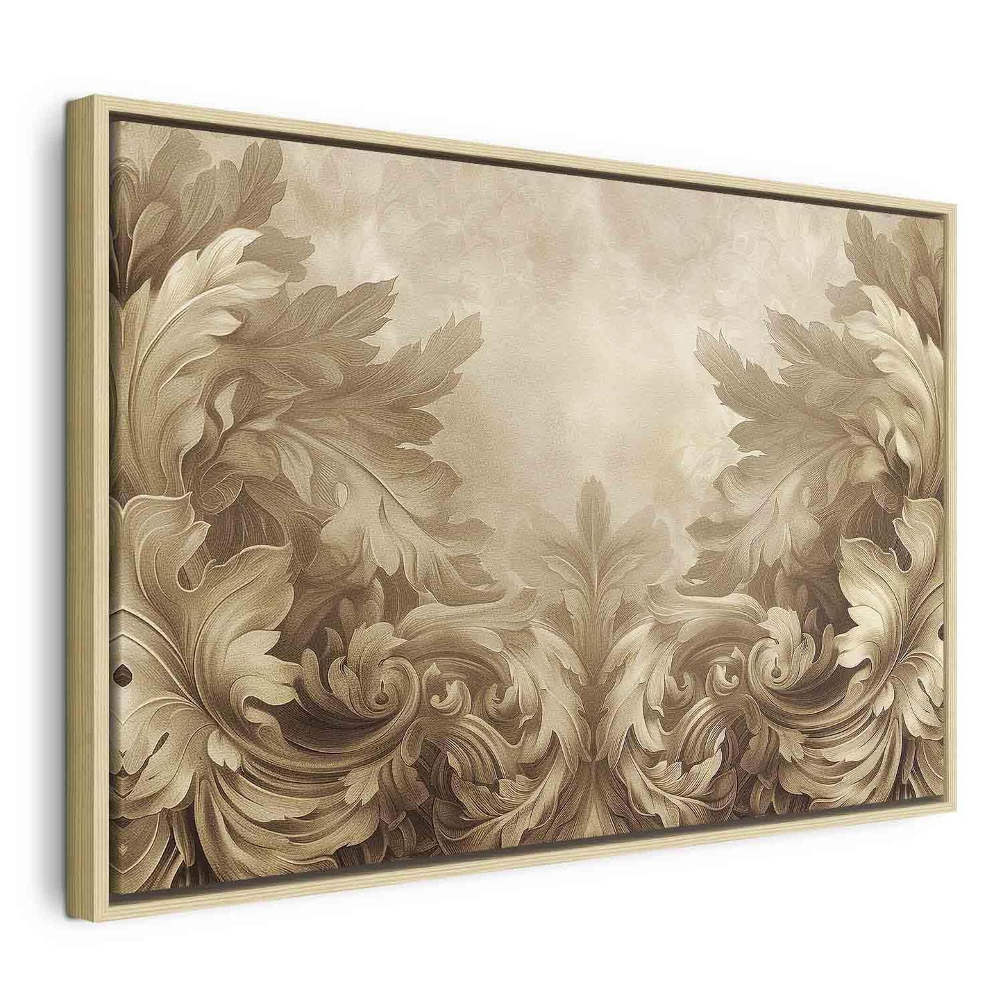 Leinwandbild - Carved Baroque Ornaments Rich Composition in Sepia Colors