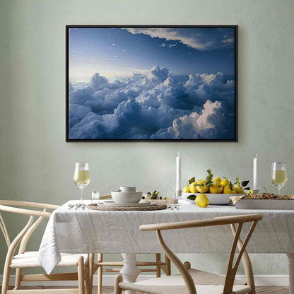 Leinwandbild - Aerial Landscapes: Rays Lighting Up Fluffy Cloud Formations Artgeist