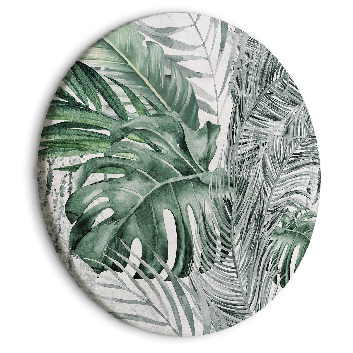 Rundes Bild - Exotic flora - A variety of tropical vegetation in shades of celadon and sage green/Dense jungle Artgeist