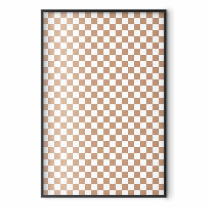 Poster - Geometry and Browns - a chessboard pattern in neutral shades