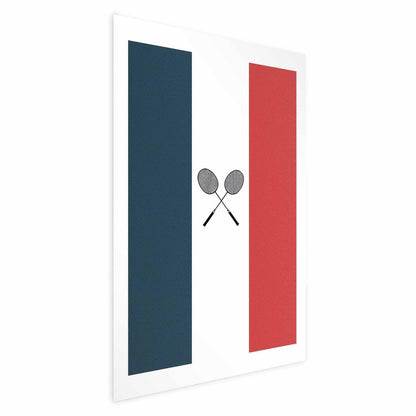 Poster - French Flags and Black Badminton Rackets