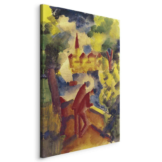 Leinwandbild - Männer auf der Straße am See (August Macke) Artgeist