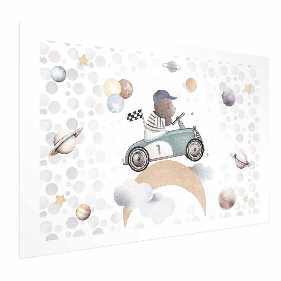 Poster - Bear in a Race Car Artgeist