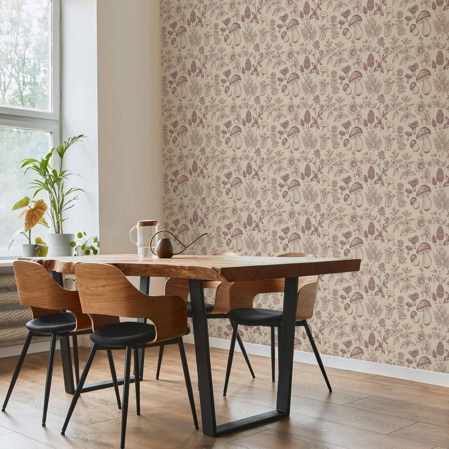 Tapete - Beige mushrooms and herbs