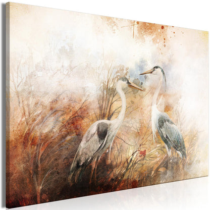 Leinwandbild - Herons on the Hunt (1 Part) Wide Artgeist