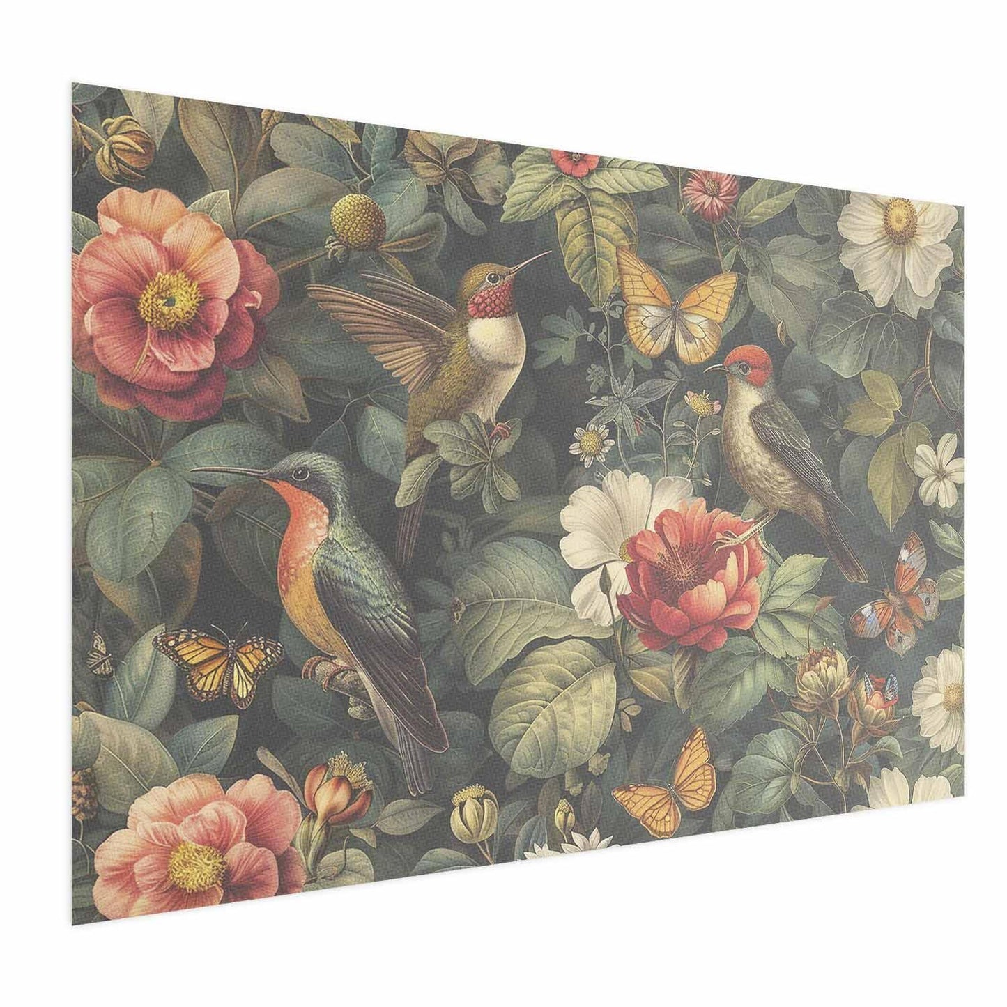 Poster Blumen, Vögel & Schmetterlinge – Vintage Illustration