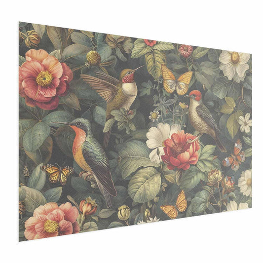 Poster Blumen, Vögel & Schmetterlinge – Vintage Illustration