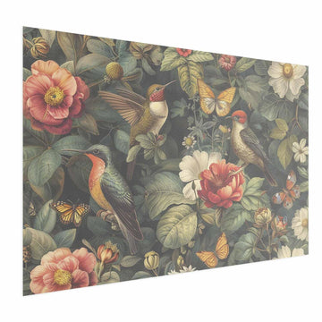 Poster - Flowers, Birds, and Butterflies - vintage-style illustration Artgeist