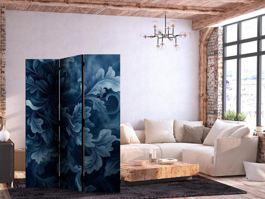 Paravent - Abstract Ornaments - Dark Blue Victorian Leaves Artgeist
