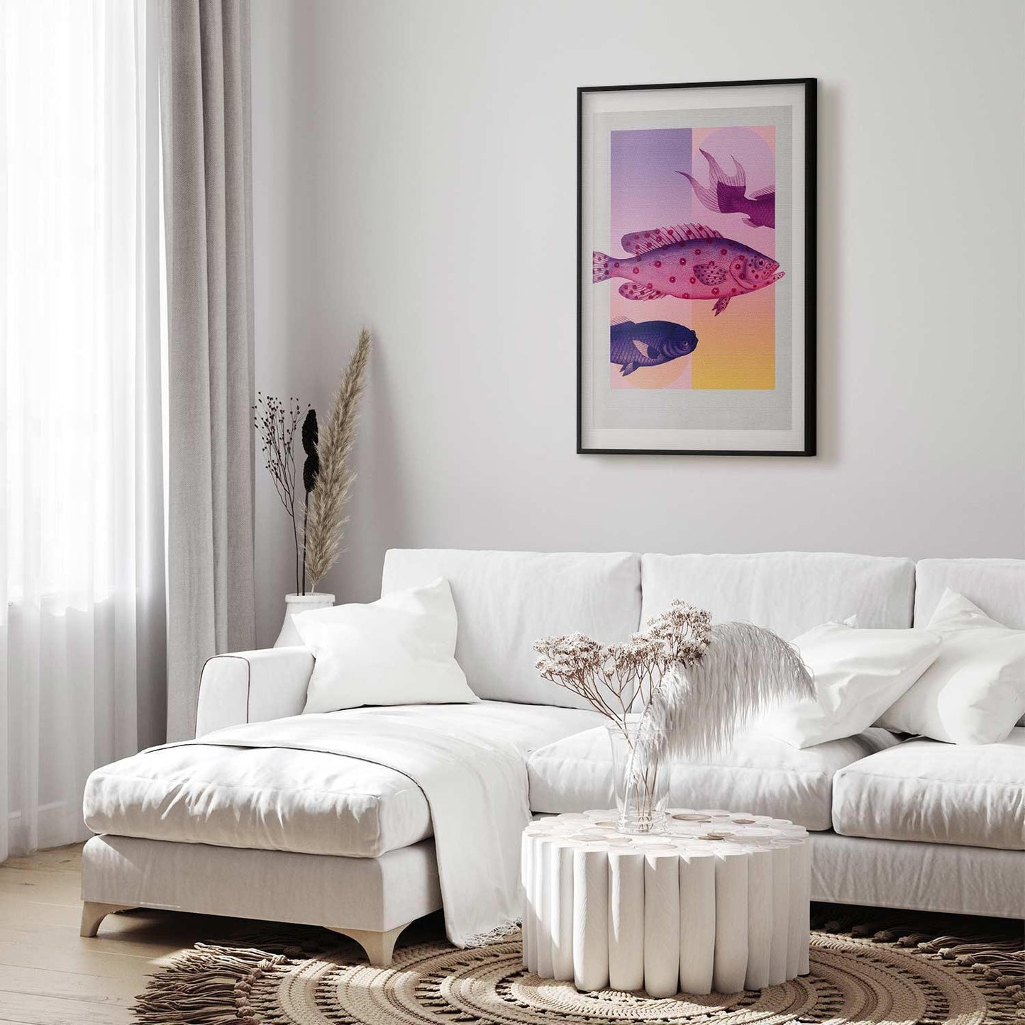 Poster - Fantastic Fish - artistic illustration of fish on a colorful background Artgeist
