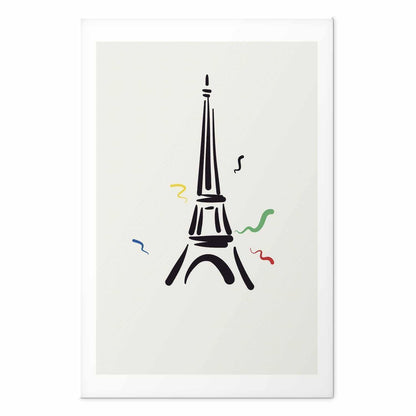 Poster - Black Illustration of the Eiffel Tower on a Light Background