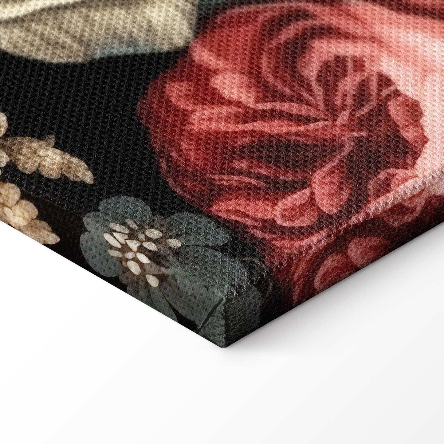 Leinwandbild - Colourful flowers on a black background