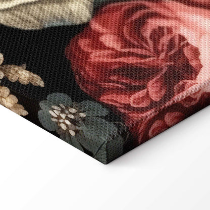 Leinwandbild - Colourful flowers on a black background