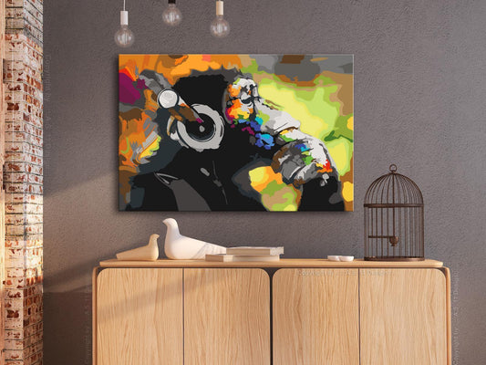 Malen nach Zahlen Monkey In Headphones Geschenk - trendiges Street Art-Motiv für kreative Entspannung
