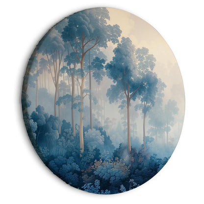 Rundes Bild - Landscape with Trees in Illustrative Style Fairy-Tale Blue Forest Artgeist