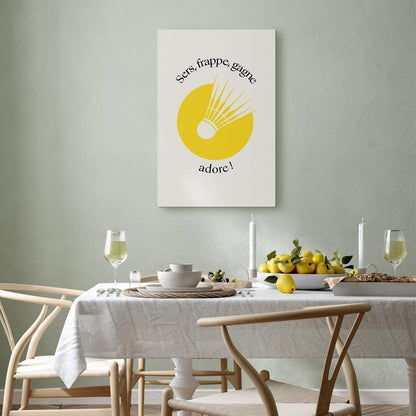 Leinwandbild - Badminton Shuttlecock on a Yellow Circle Background