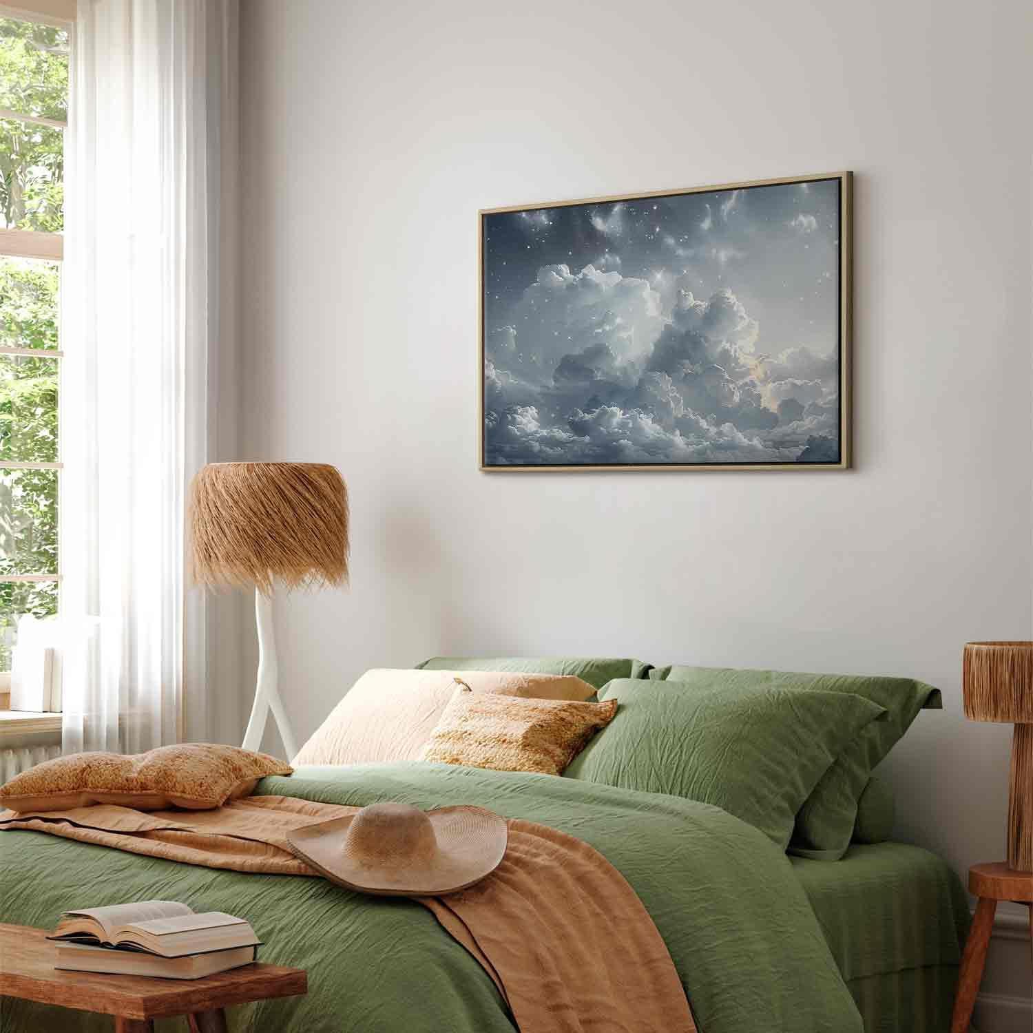 Leinwandbild - Astral Calm: Stars Scattered Over Delicate Clouds Artgeist