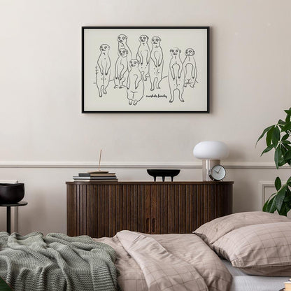 Leinwandbild - Animal Patrol (1-part) - Meerkats on Black and White Background