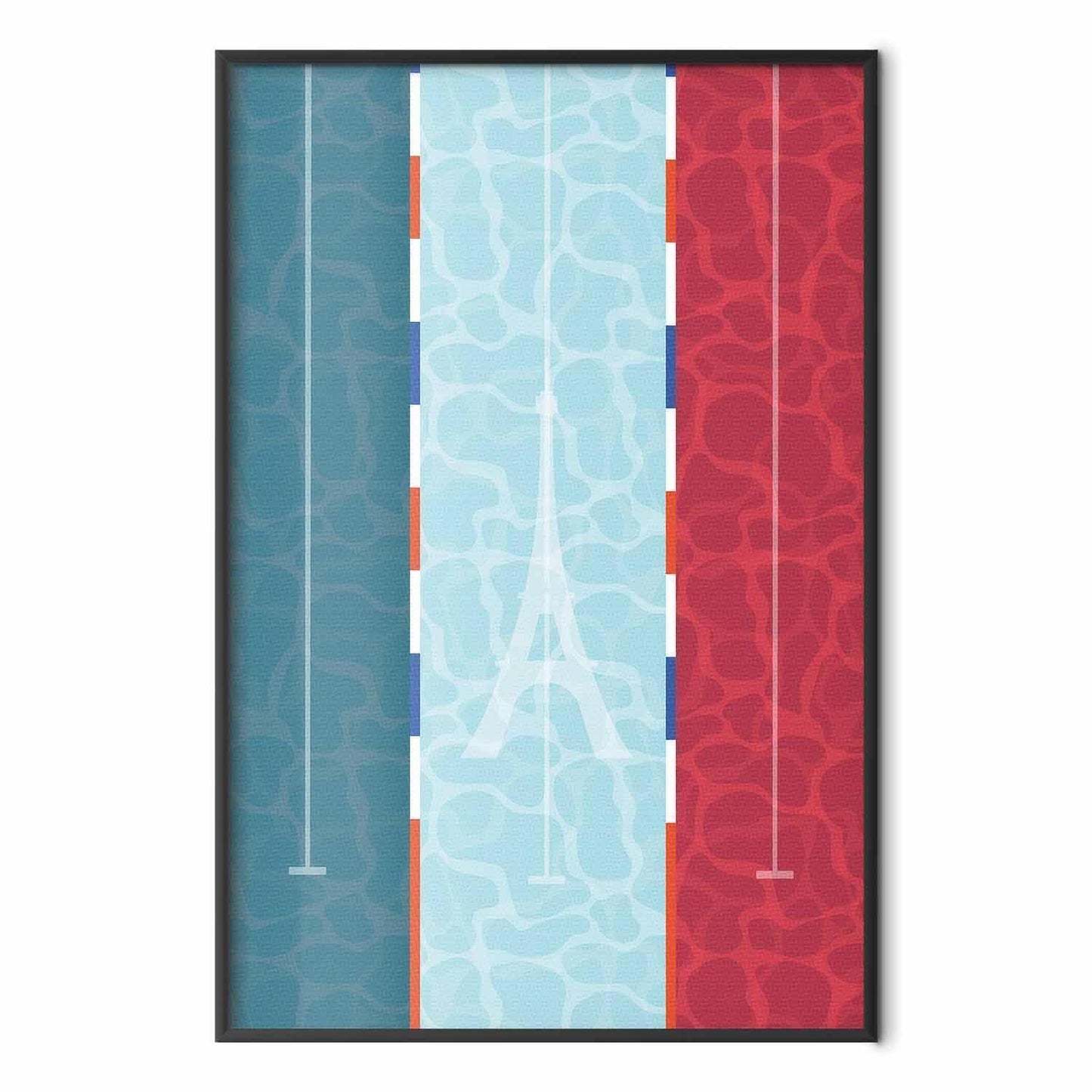 Poster - Illustration of a Pool Against the French Flag