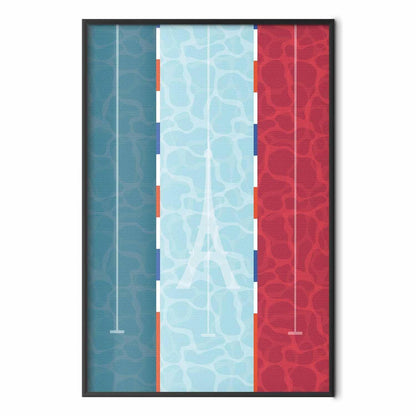 Poster - Illustration of a Pool Against the French Flag