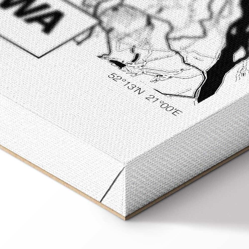 Leinwandbild - City Plan: Warszawa (1 Part) Vertical