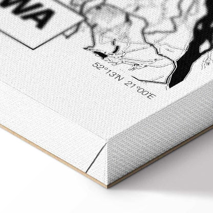 Leinwandbild - City Plan: Warszawa (1 Part) Vertical