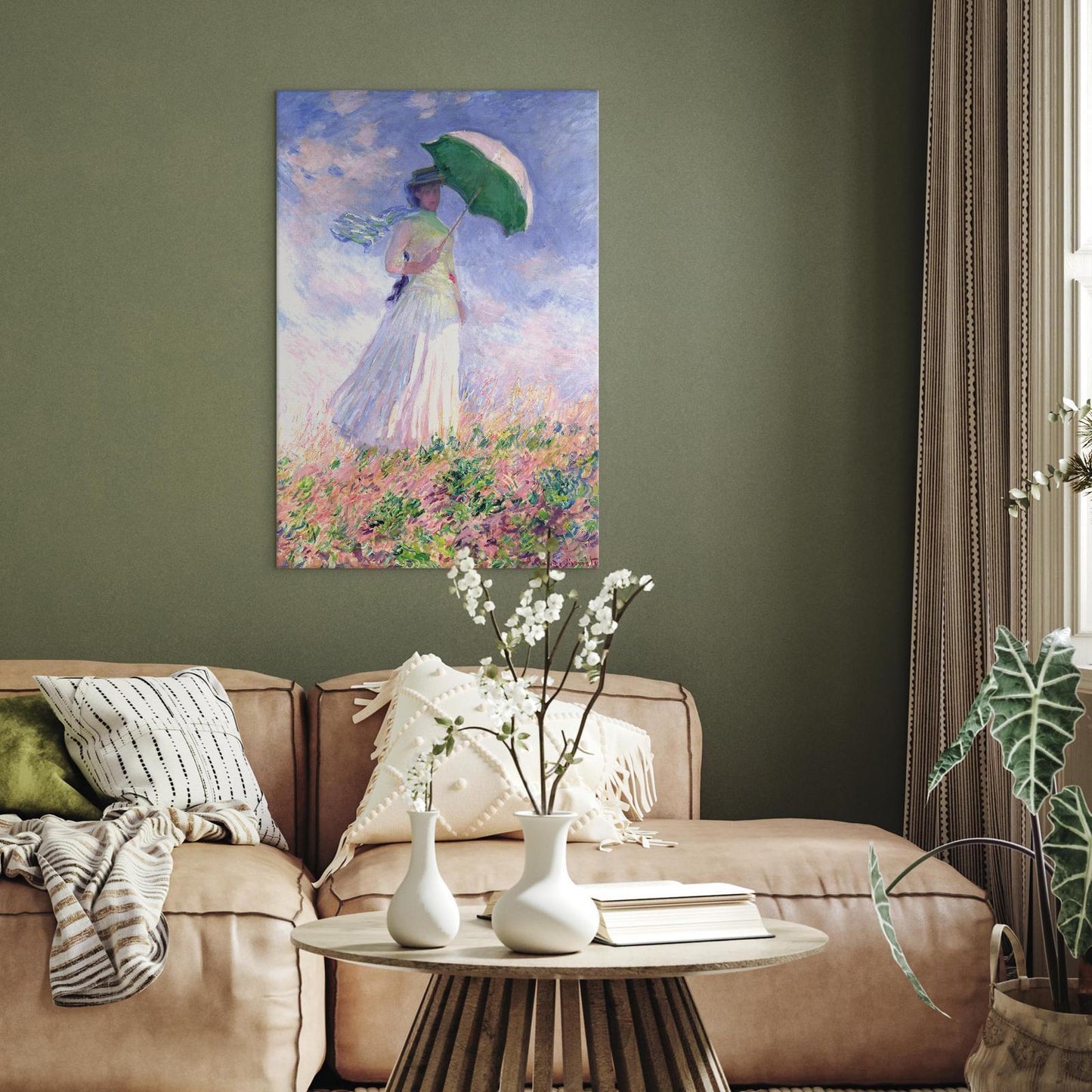 Leinwandbild - Woman with a Parasol, facing right Artgeist