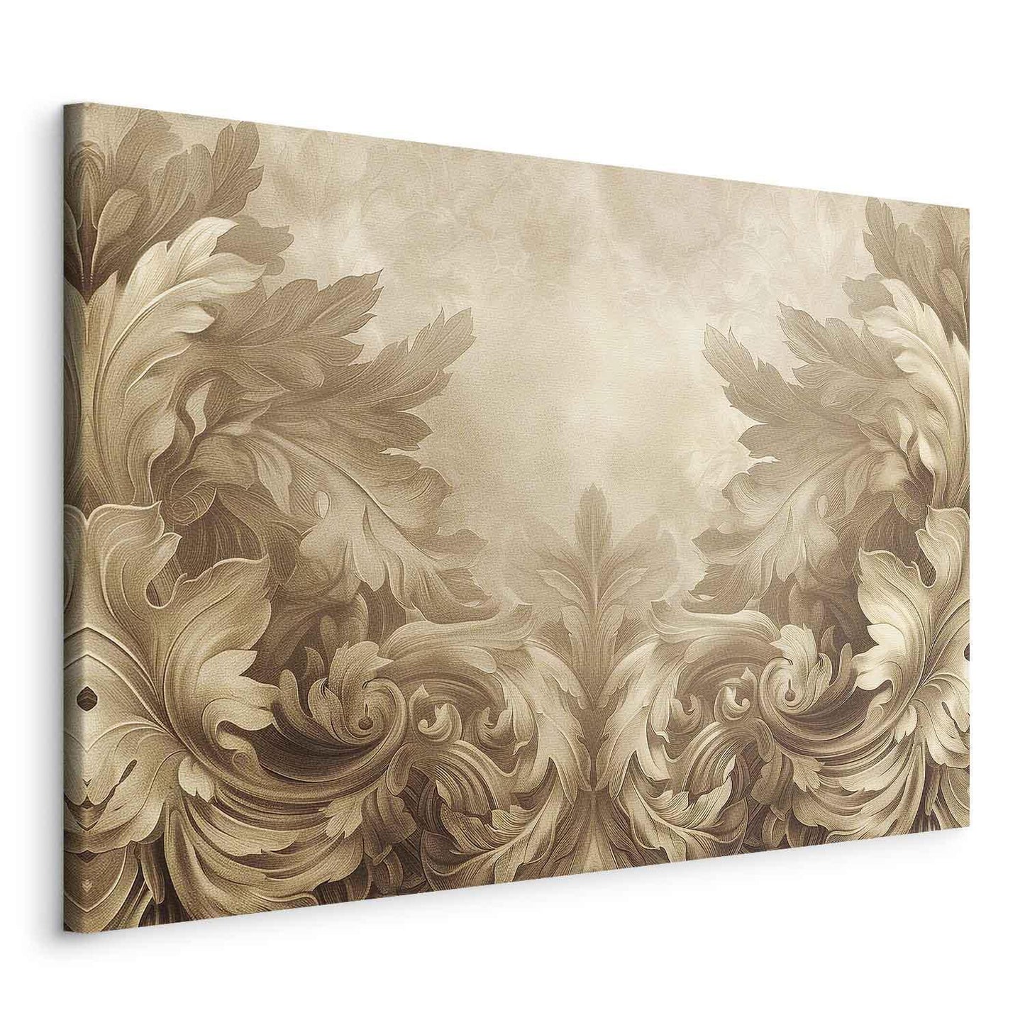 Leinwandbild - Carved Baroque Ornaments Rich Composition in Sepia Colors