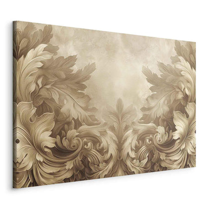 Leinwandbild - Carved Baroque Ornaments Rich Composition in Sepia Colors