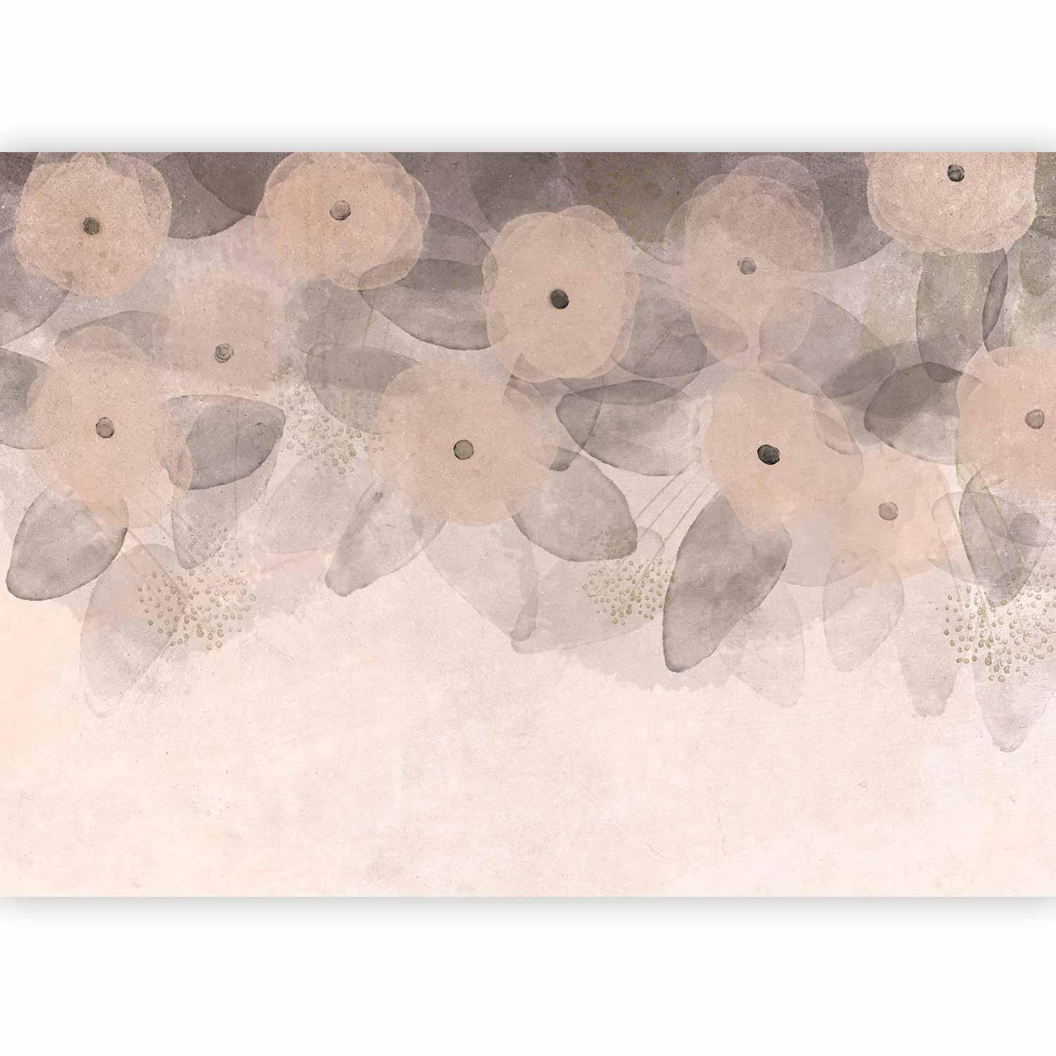 Fototapete - Minimalist meadow - patterns on a delicate beige textured background Artgeist