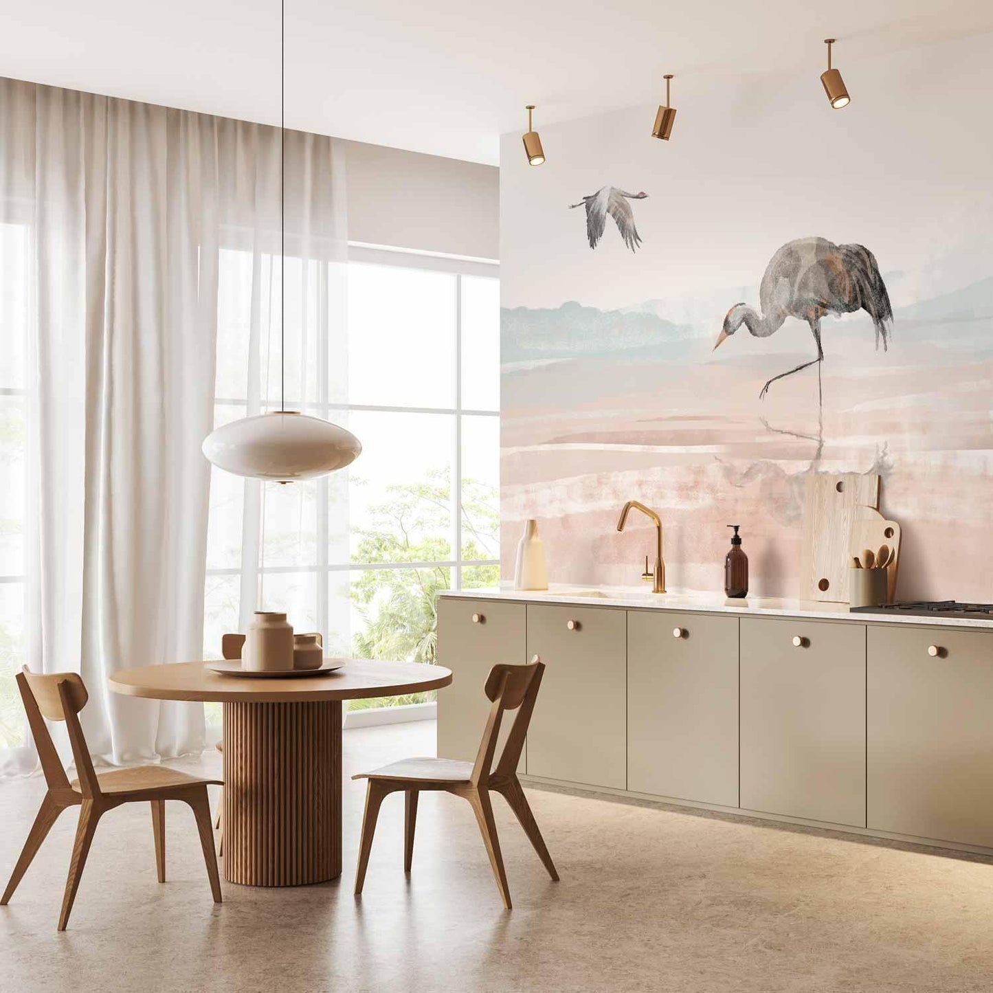 Fototapete - Cranes Over the Water